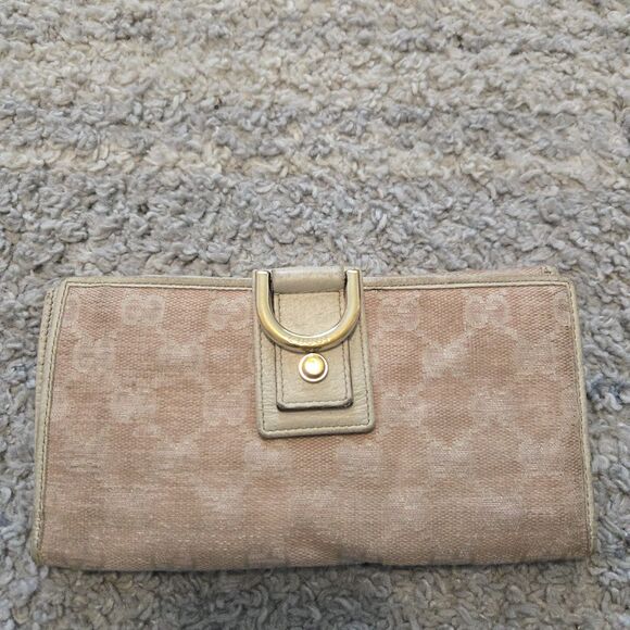 Vintage Gucci Bifold Wallet Canvas  Authentic Pink - Picture 1 of 15